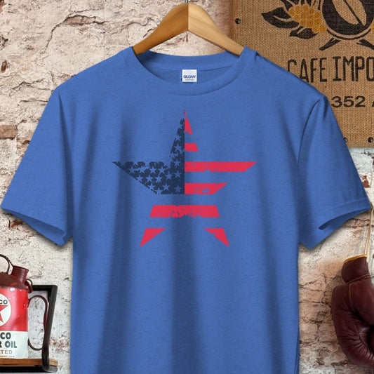 T-shirt / S / Heather Royal Patriotic American Flag Star Shirt