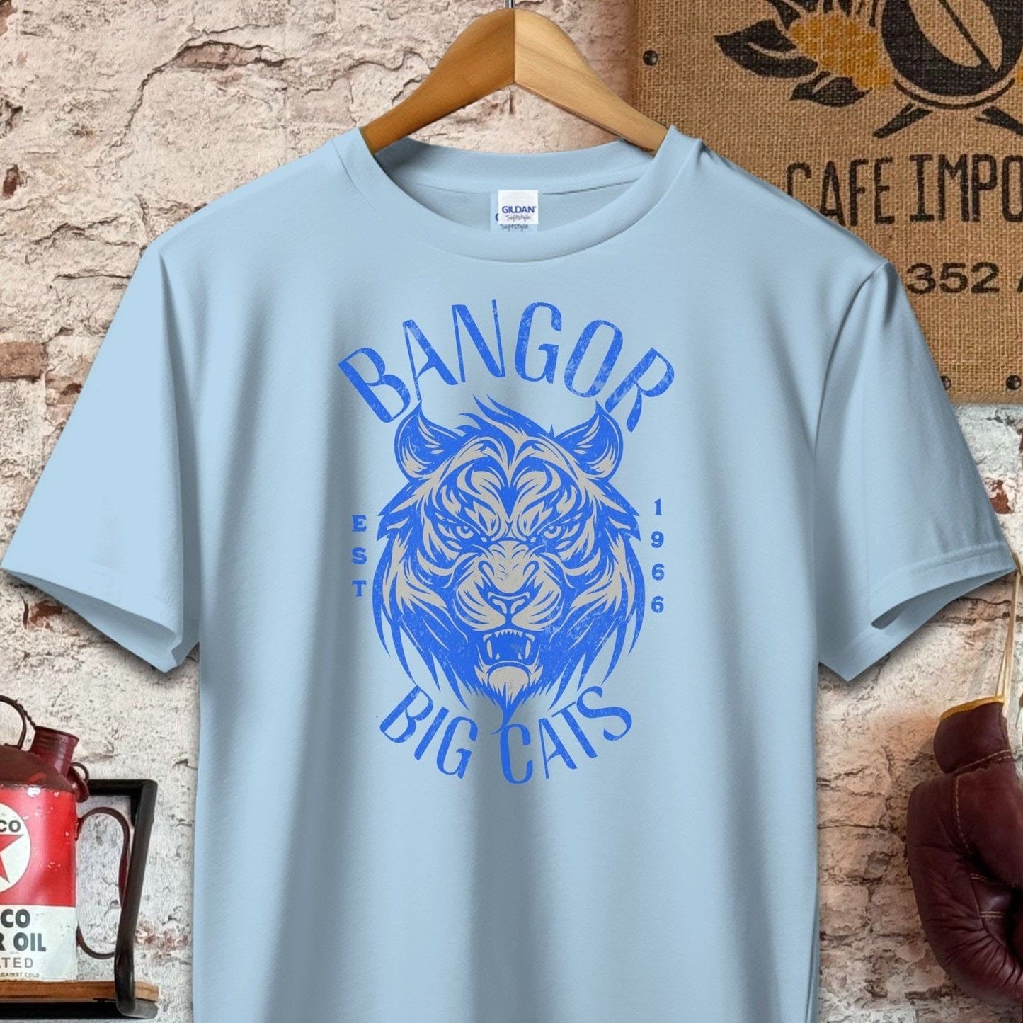 T-shirt / S / Light Blue Bangor Big Cats Vintage Style Shirt