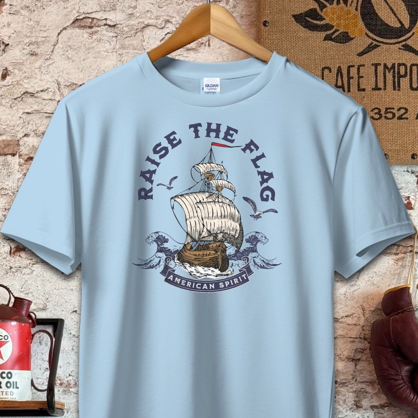 T-shirt / S / Light Blue Raise The Flag American Spirit Shirt