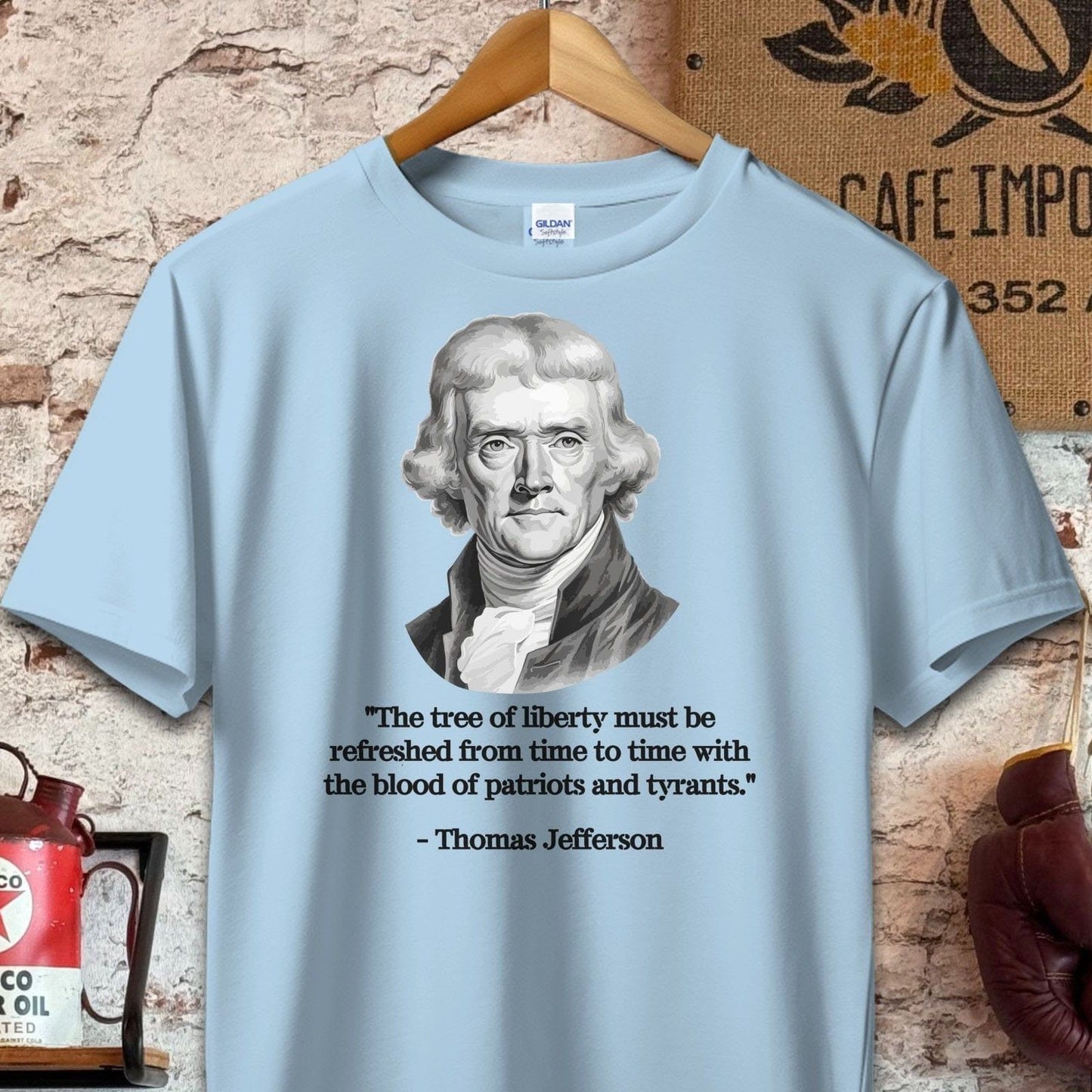 T-shirt / S / Light Blue Thomas Jefferson Tree of Liberty Quote Shirts