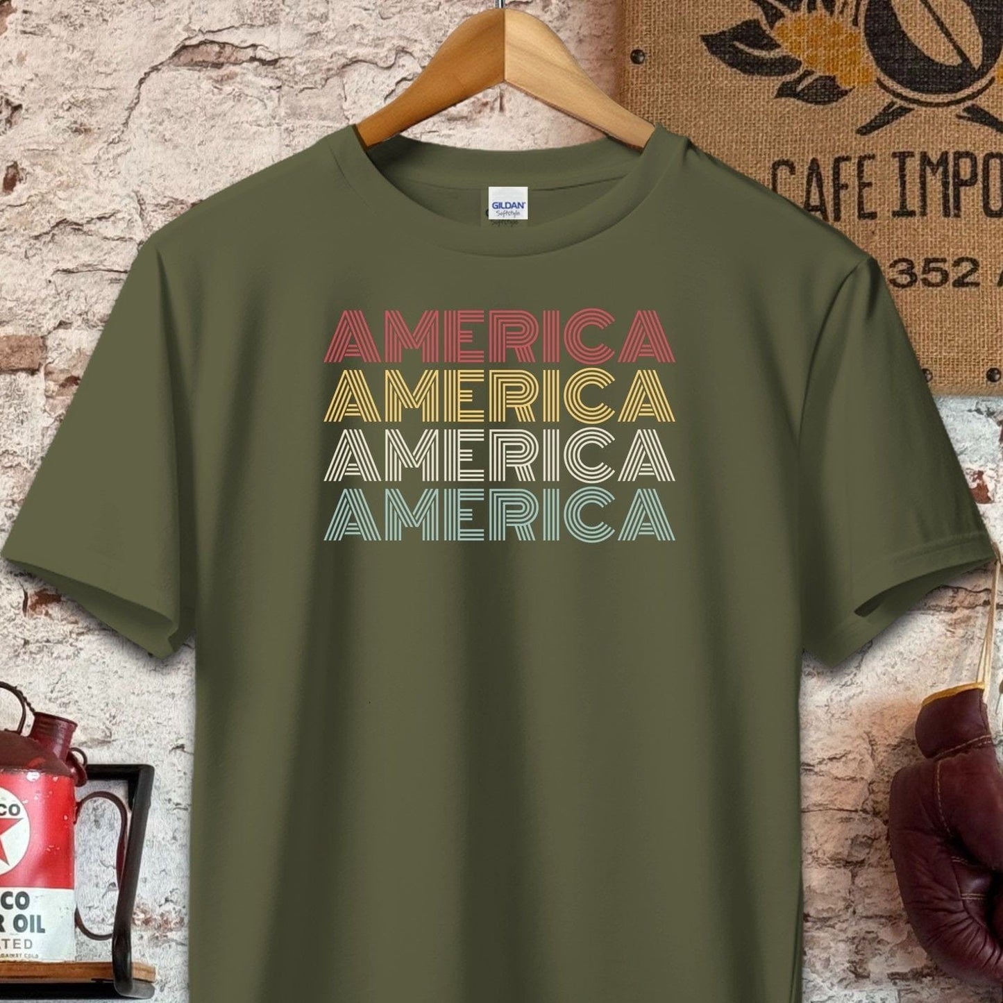 T-shirt / S / Military Green American Pride Shirt