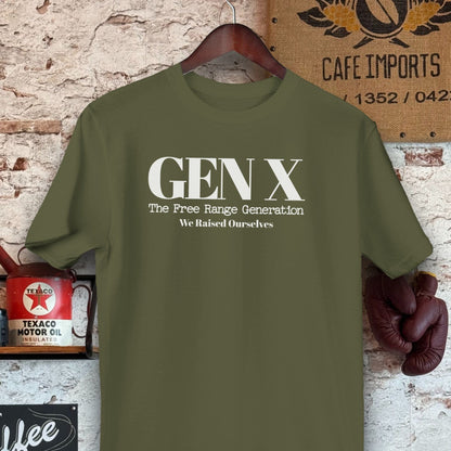 T-shirt / S / Military Green Gen X The Free Range Generation Shirts