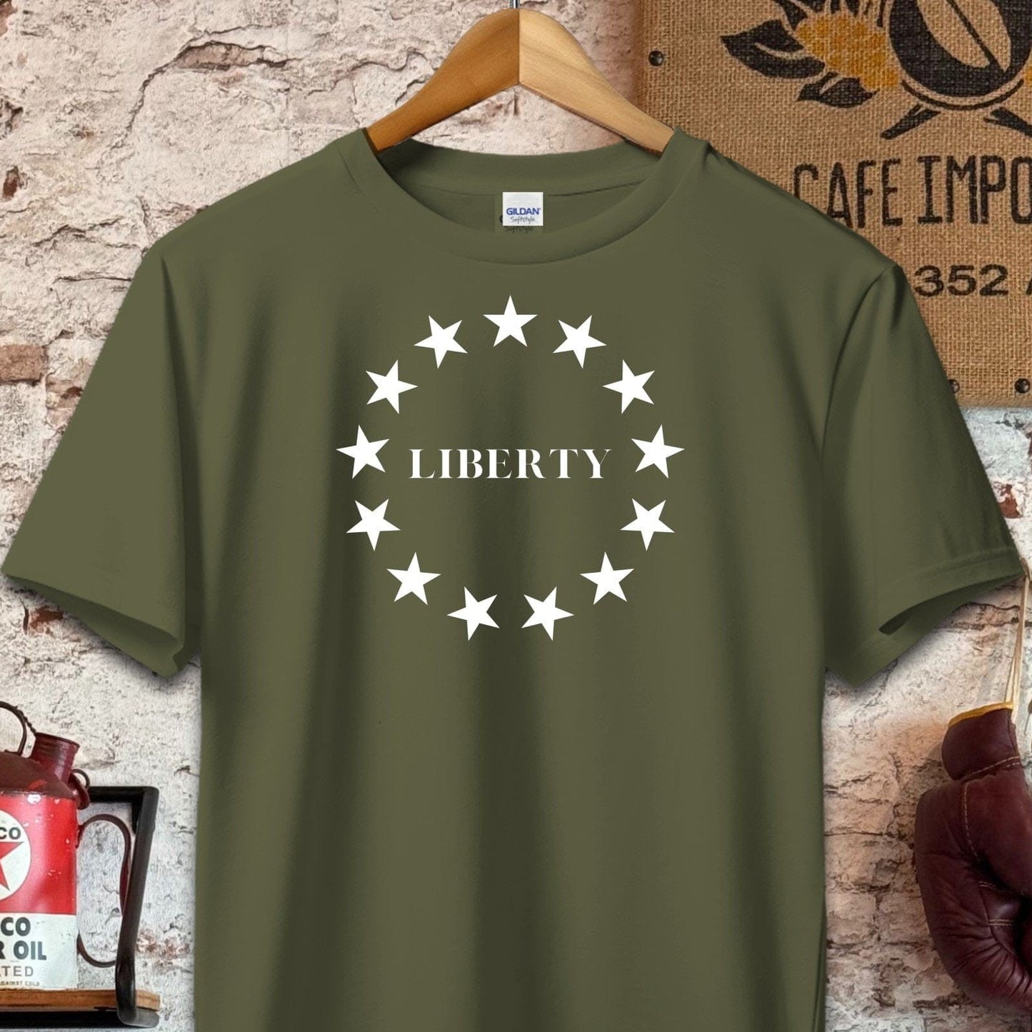 T-shirt / S / Military Green Liberty and Stars Shirt