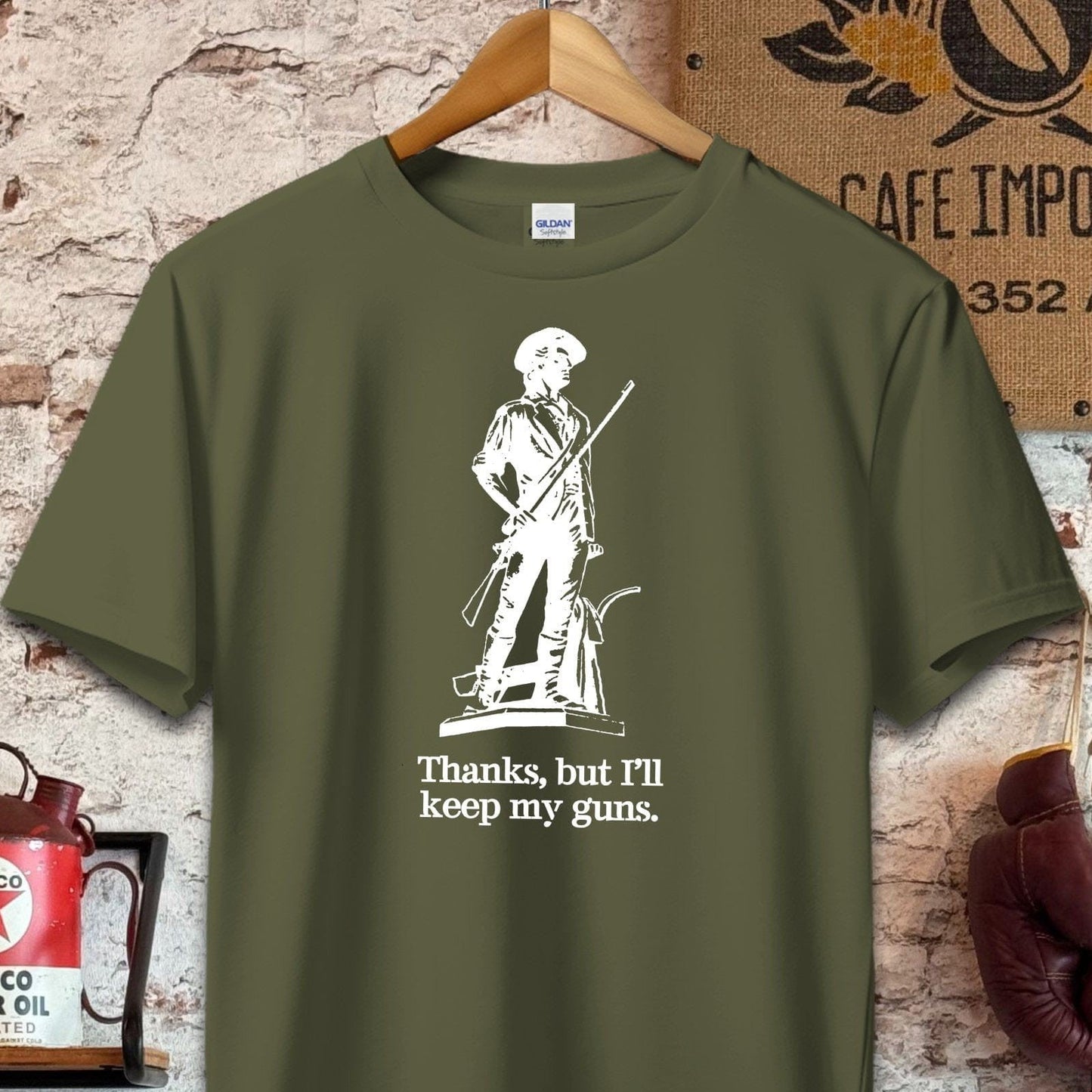 T-shirt / S / Military Green Thanks but I'll keep my guns Shirt