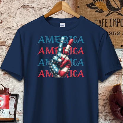 T-shirt / S / Navy America Peace Sign Cool Patriotic Shirt