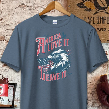 T-shirt / S / Navy Heather America Love It Or Leave It Shirt