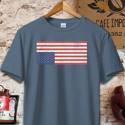 T-shirt / S / Navy Heather Distressed Upside Down USA Flag Shirt