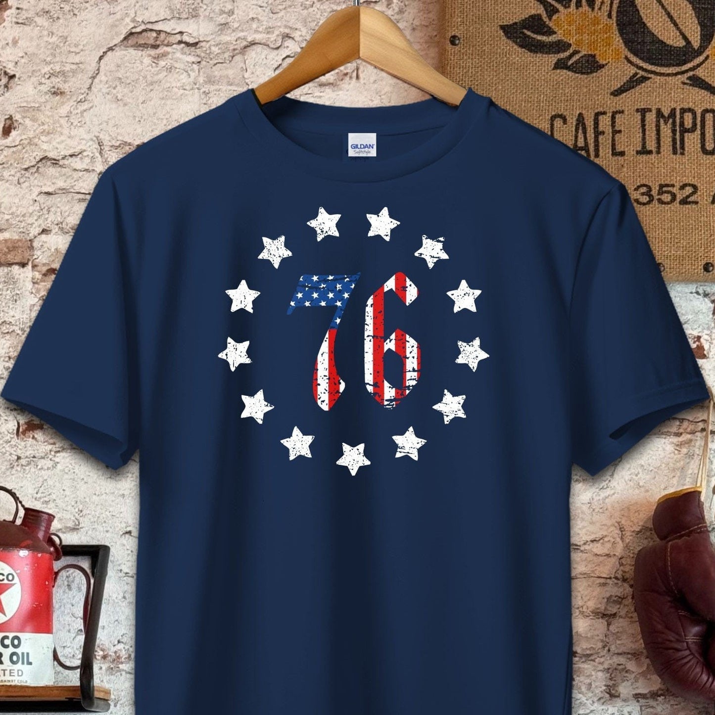 T-shirt / S / Navy Retro American Stars and 76 Shirt