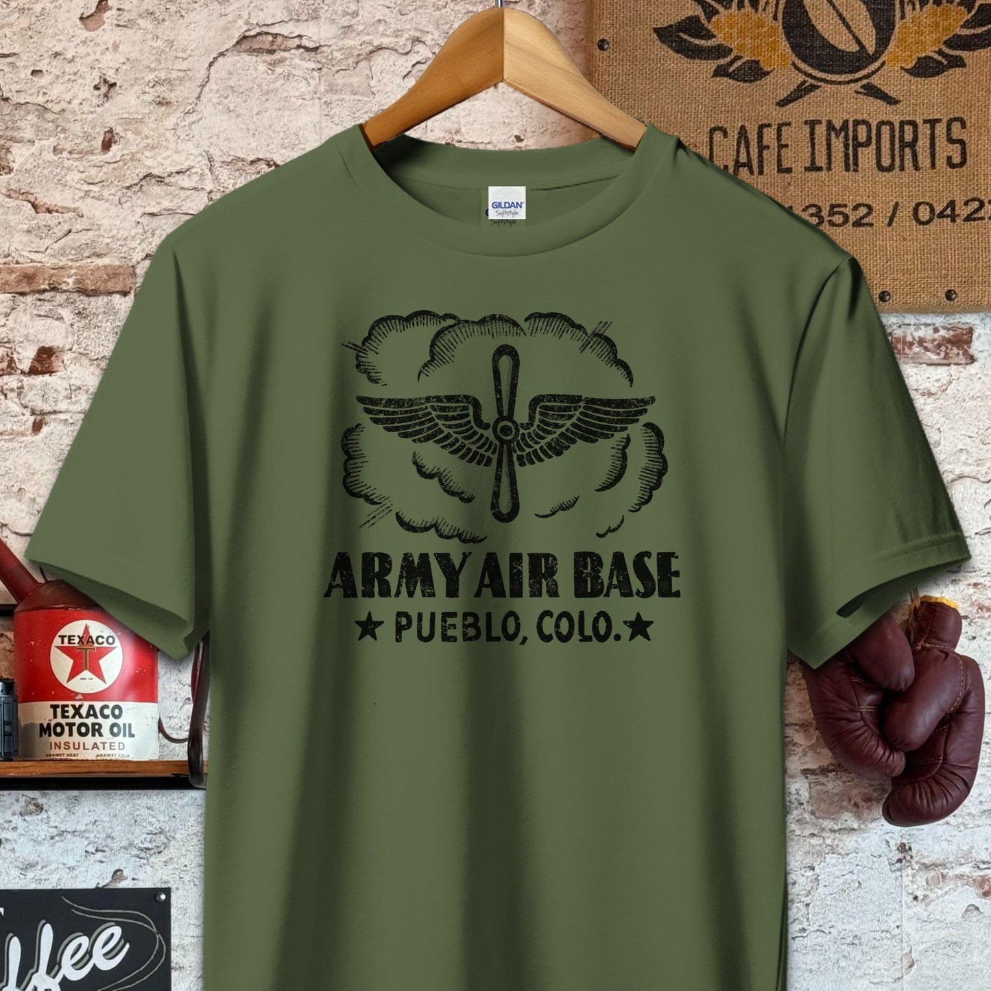 T-shirt / S / Olive Army Air Base Pueblo CO Shirt