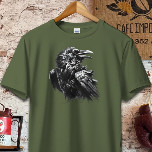 T-shirt / S / Olive Artistic Raven Shirt