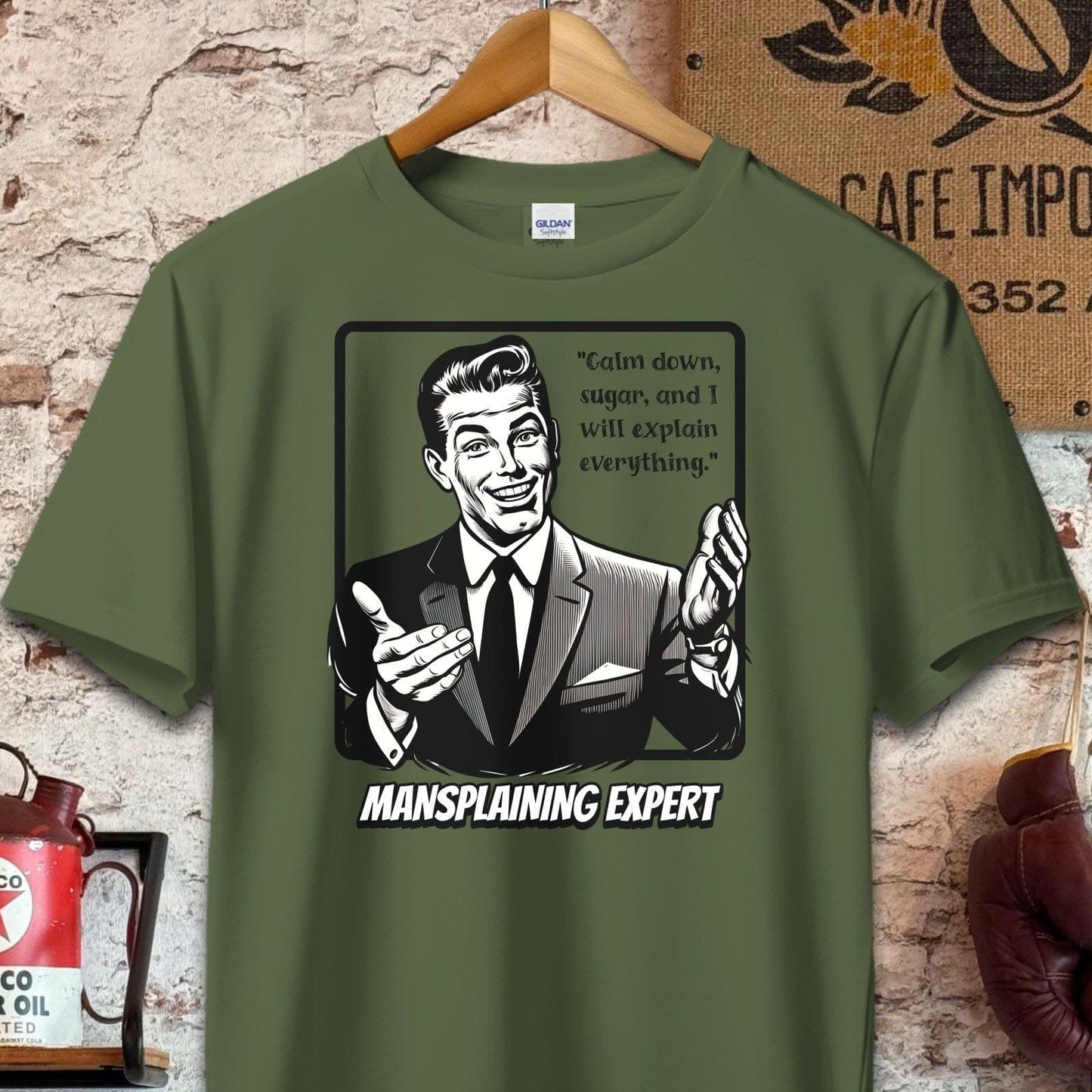 T-shirt / S / Olive Calm Down Sugar - Mansplaining Expert Shirt