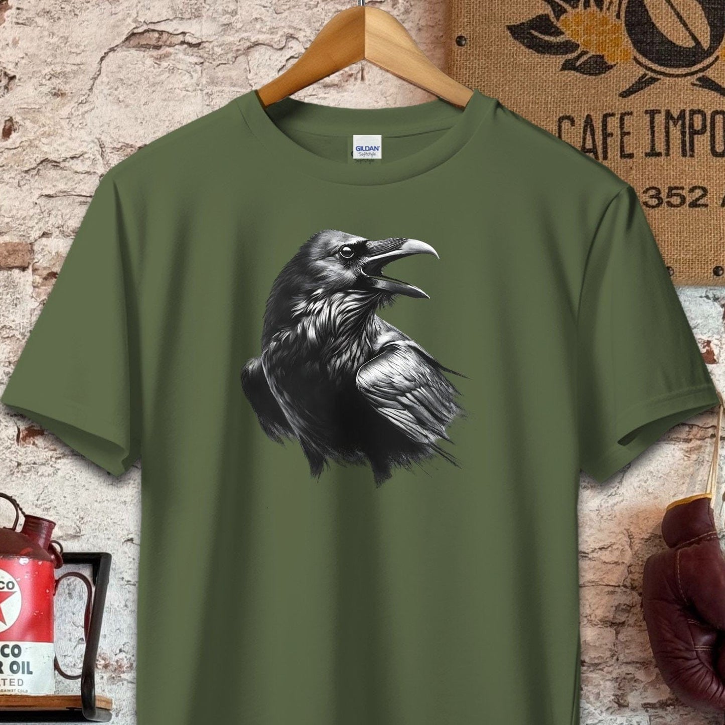 T-shirt / S / Olive Gothic Crow Shirt