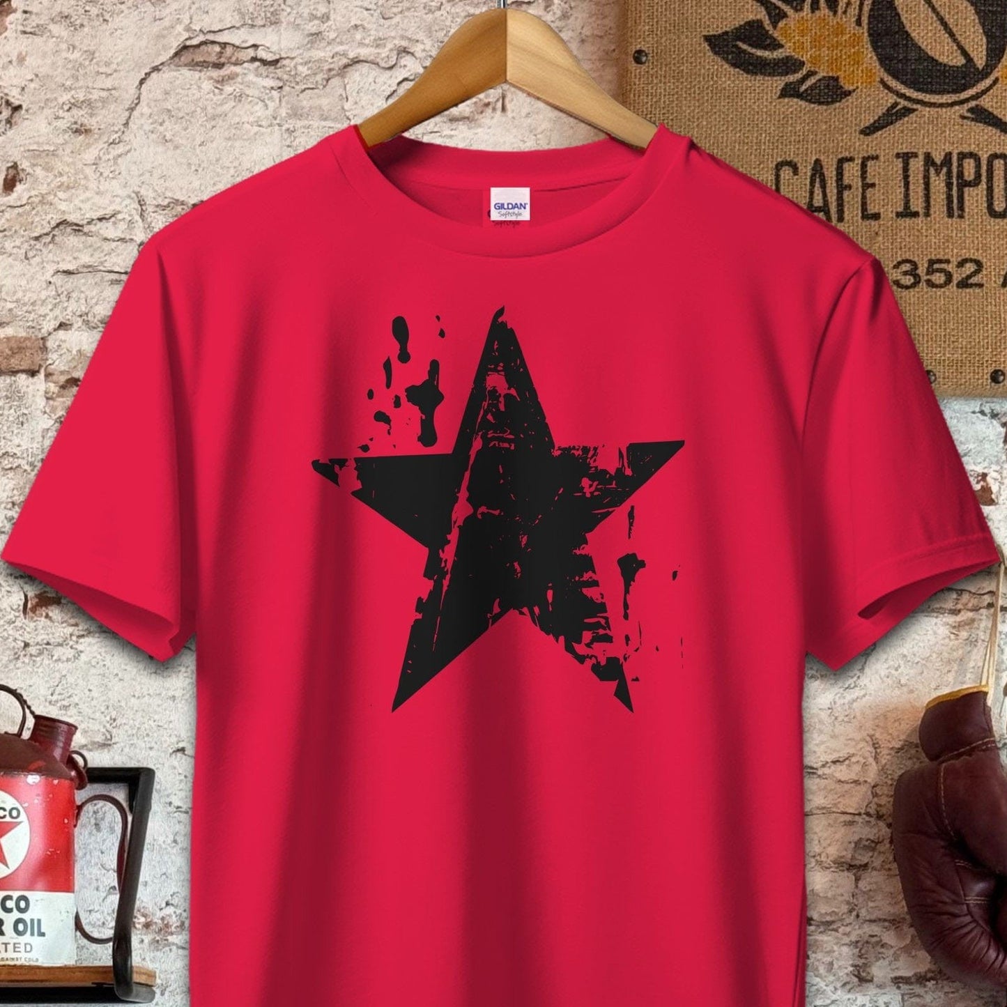 T-shirt / S / Red Distressed Black Star Shirt