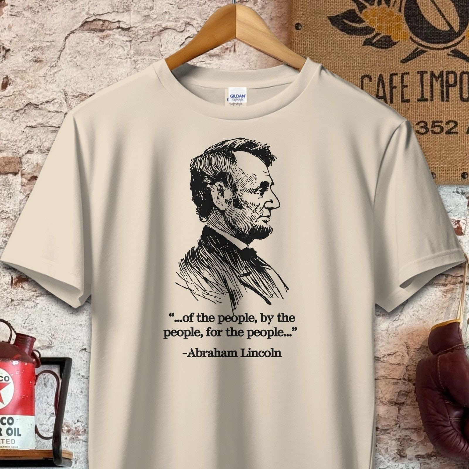 T-shirt / S / Sand Abraham Lincoln Of the People Quote Shirt