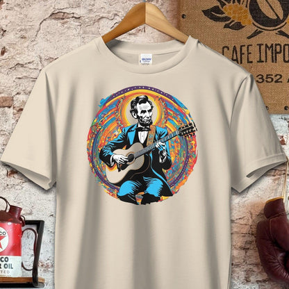 T-shirt / S / Sand Abraham Lincoln Playing Guitar Shirt