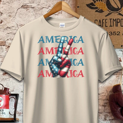 T-shirt / S / Sand America Peace Sign Cool Patriotic Shirt