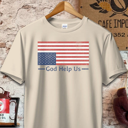 T-shirt / S / Sand God Help Us Distressed American Flag Shirt