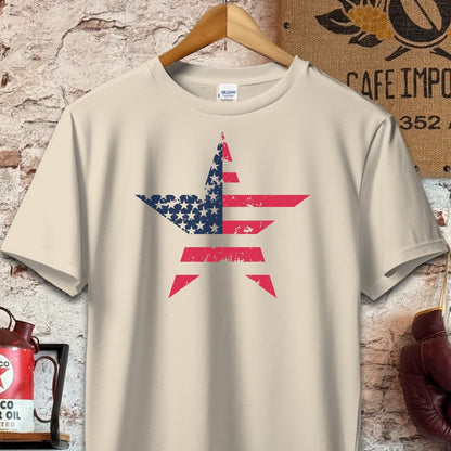 T-shirt / S / Sand Patriotic American Flag Star Shirt