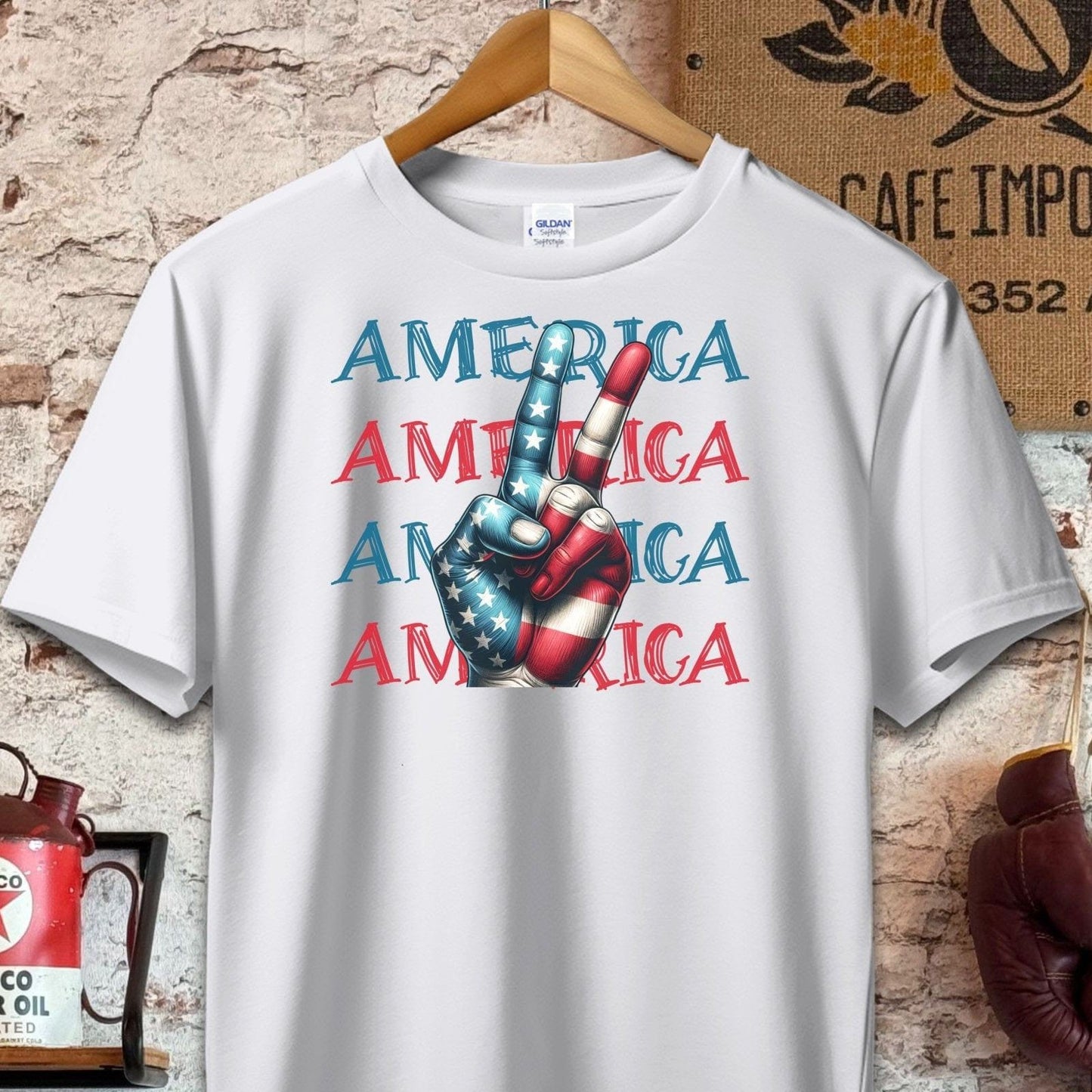 T-shirt / S / Sport Grey America Peace Sign Cool Patriotic Shirt