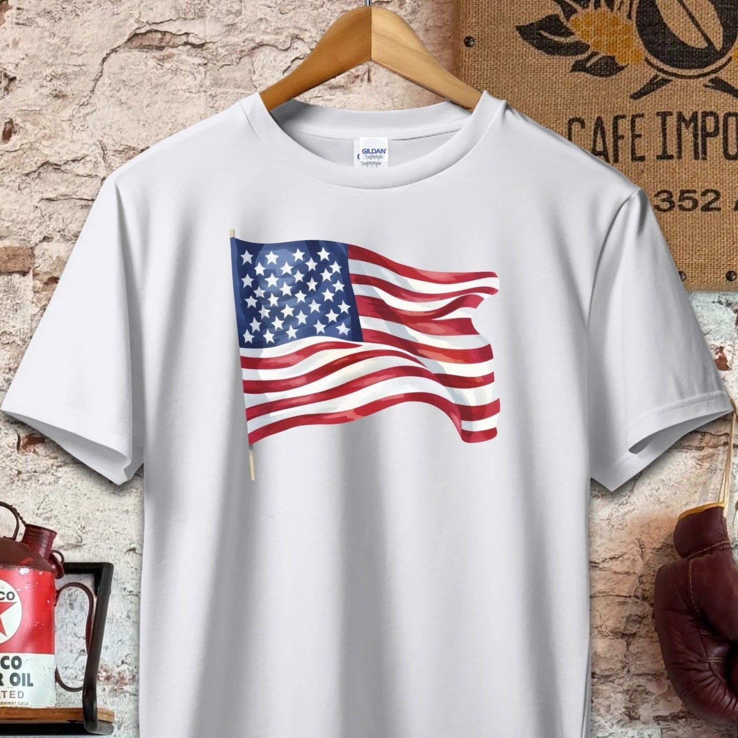 T-shirt / S / Sport Grey American Flag Shirt