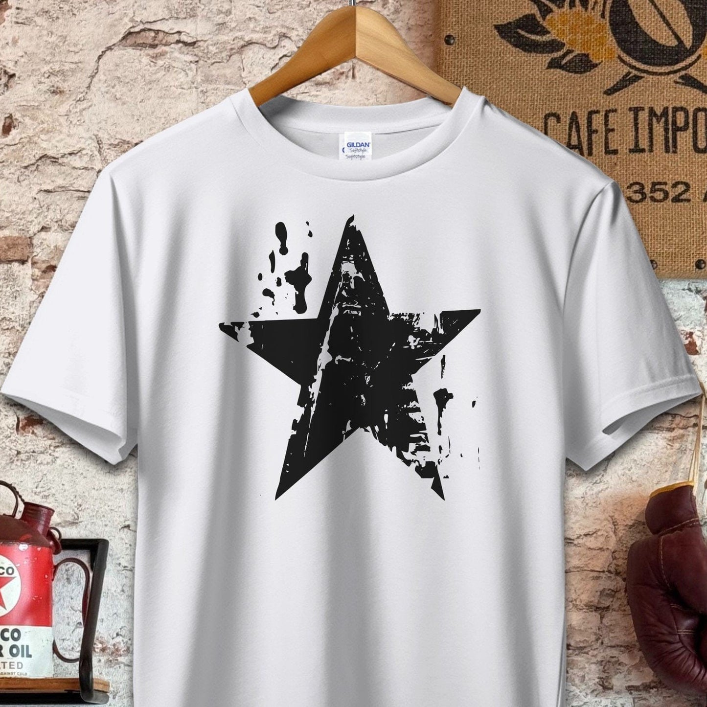 T-shirt / S / Sport Grey Distressed Black Star Shirt