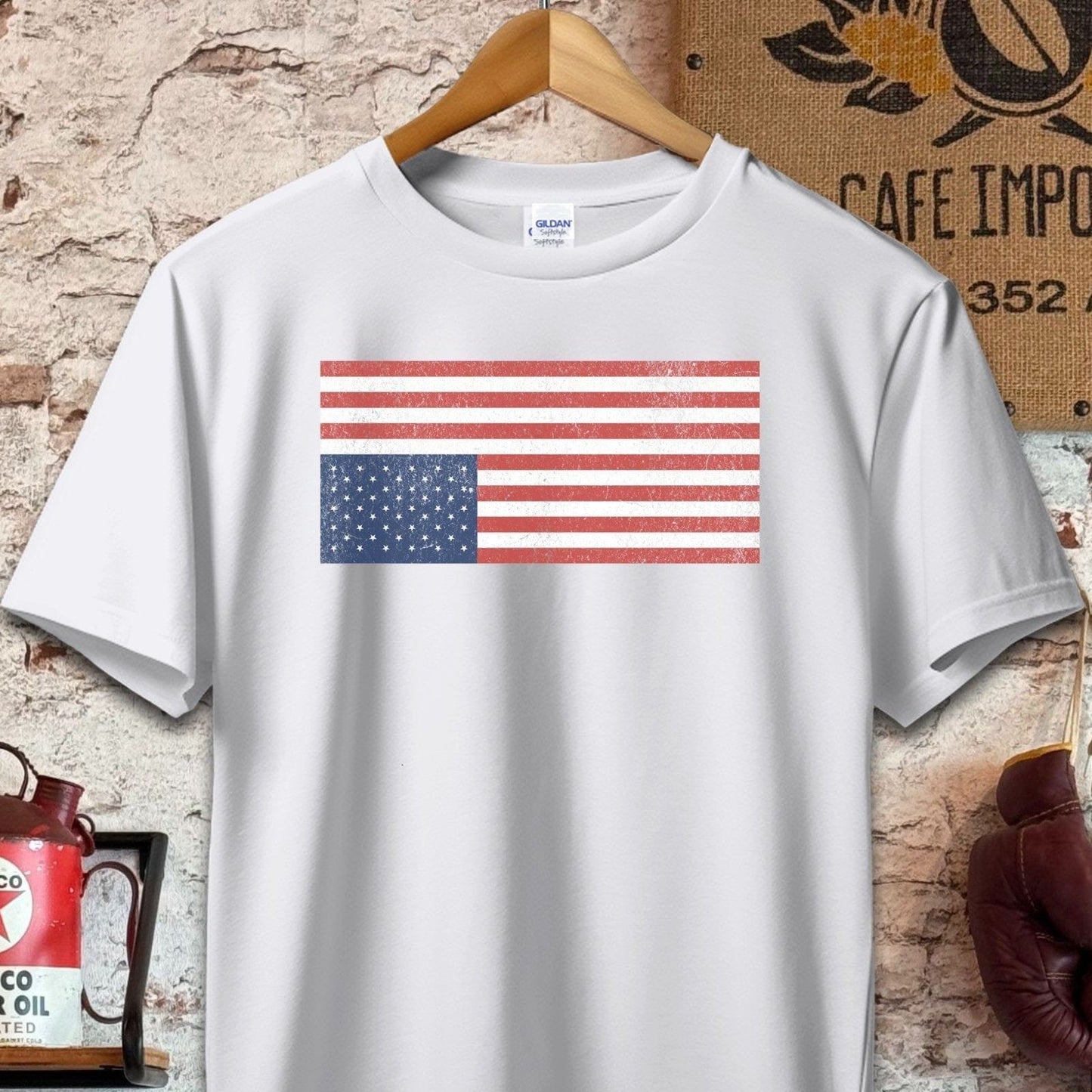 T-shirt / S / Sport Grey Distressed Upside Down USA Flag Shirt