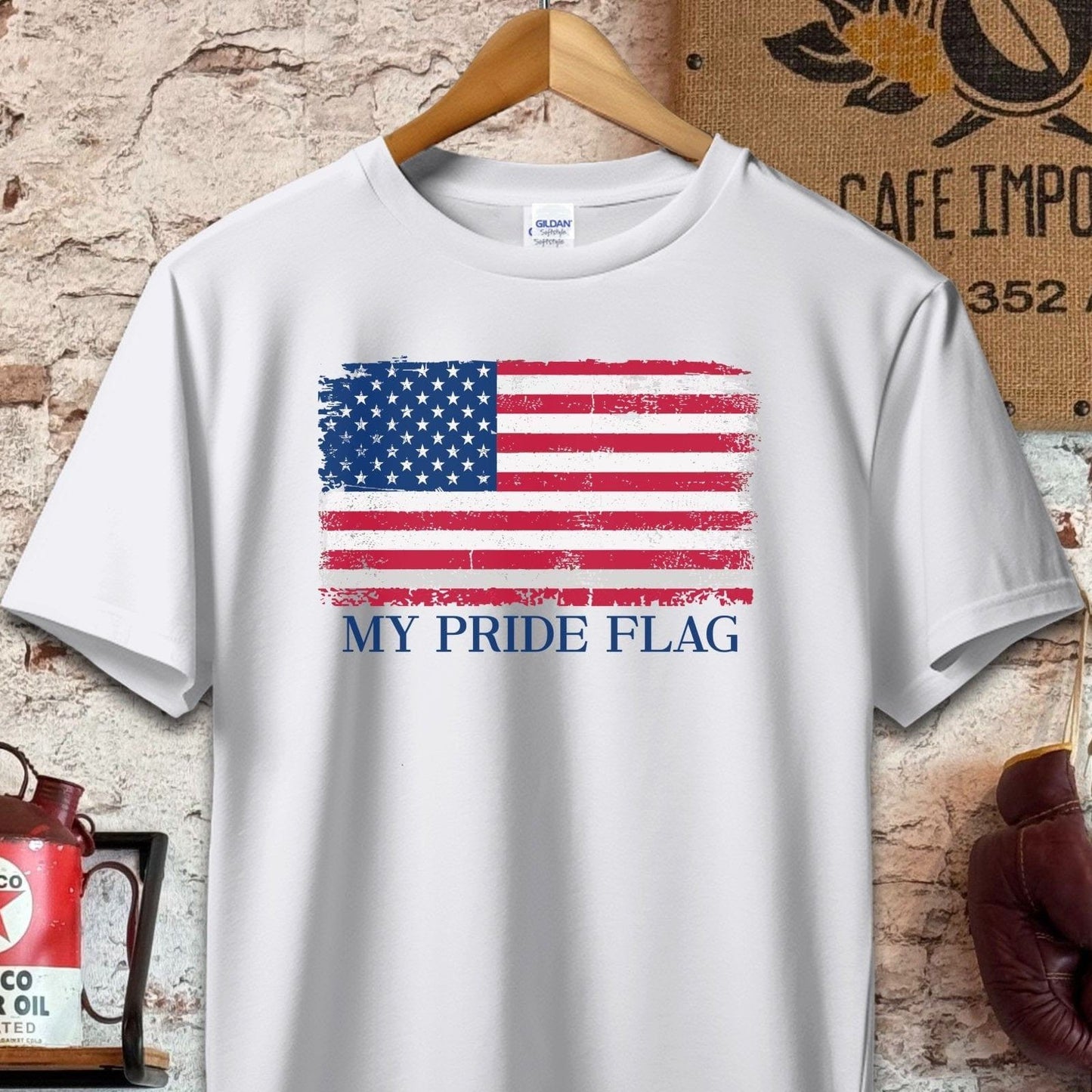 T-shirt / S / Sport Grey My Pride Flag American Flag Shirt