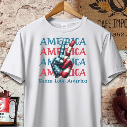 T-shirt / S / Sport Grey Peace Love America Patriotic Shirt