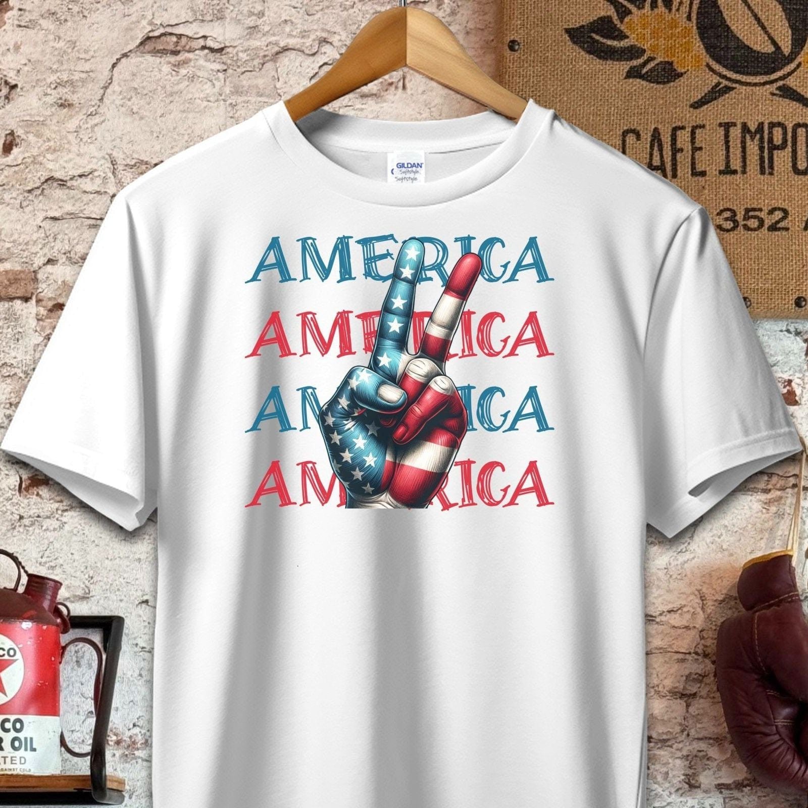 T-shirt / S / White America Peace Sign Cool Patriotic Shirt