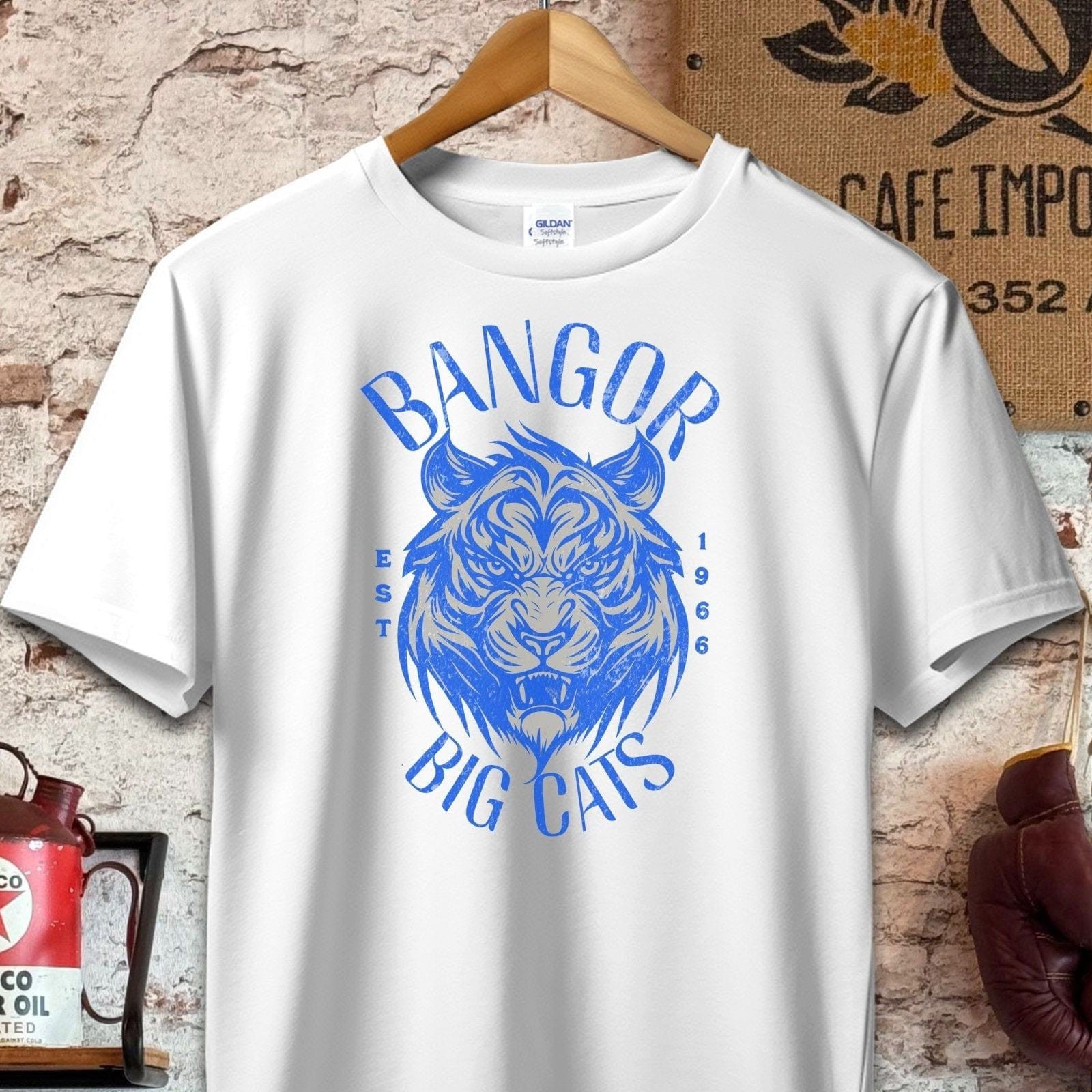 T-shirt / S / White Bangor Big Cats Vintage Style Shirt