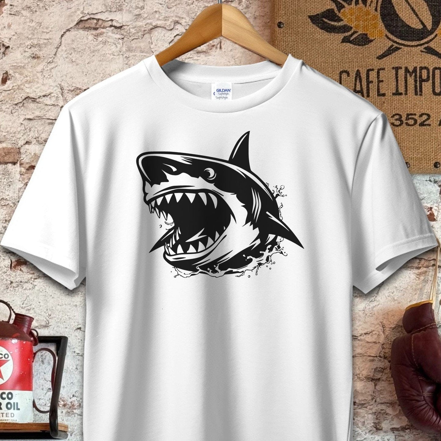 T-shirt / S / White Ferocious Shark Shirt