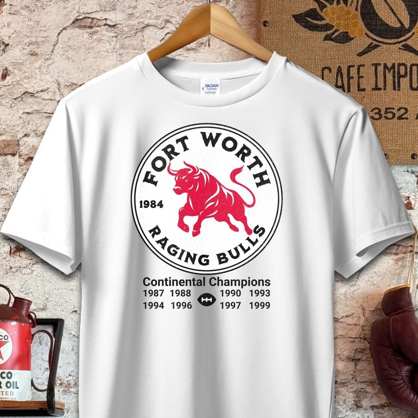 T-shirt / S / White Fort Worth Raging Bulls Vintage Style Shirt