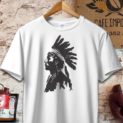 T-shirt / S / White Native American Warrior Headdress Shirt