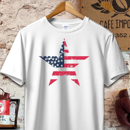 T-shirt / S / White Patriotic American Flag Star Shirt