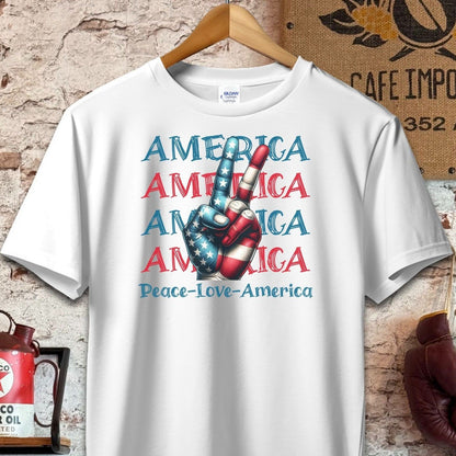 T-shirt / S / White Peace Love America Patriotic Shirt