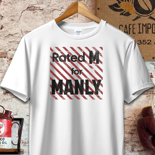 T-shirt / S / White Rated M for MANLY T-Shirt