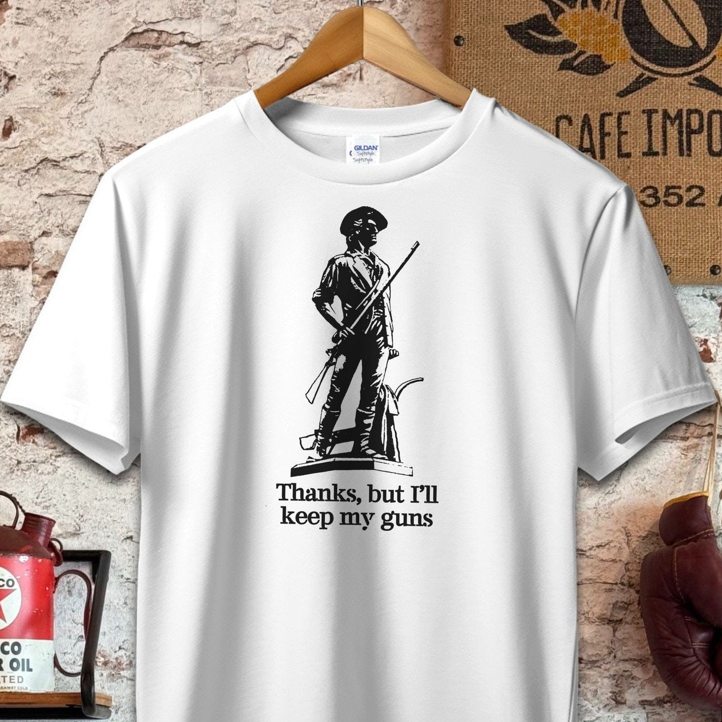 T-shirt / S / White Thanks but I'll keep my guns Shirt