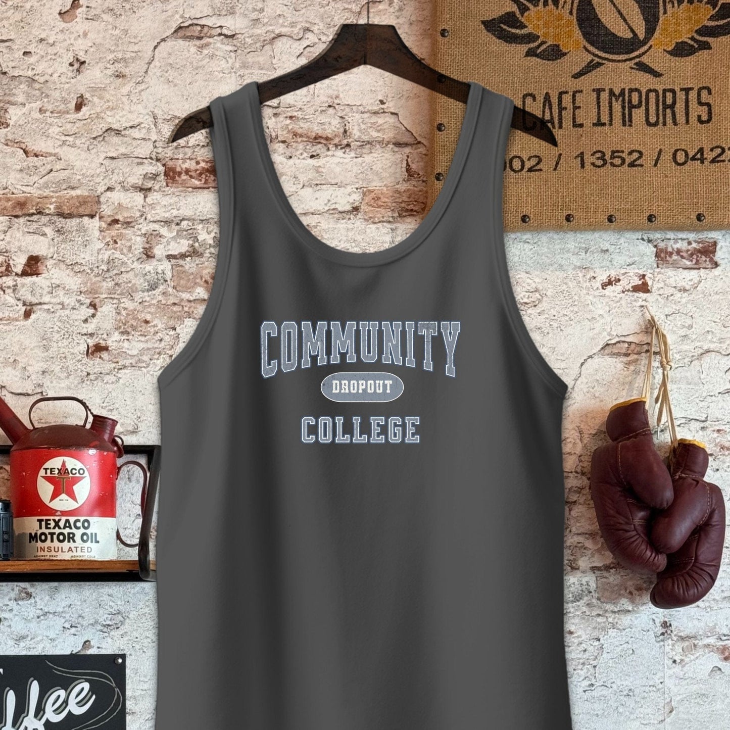 Tank Top / Charcoal-Black Triblend / S Community College Dropout Shirts