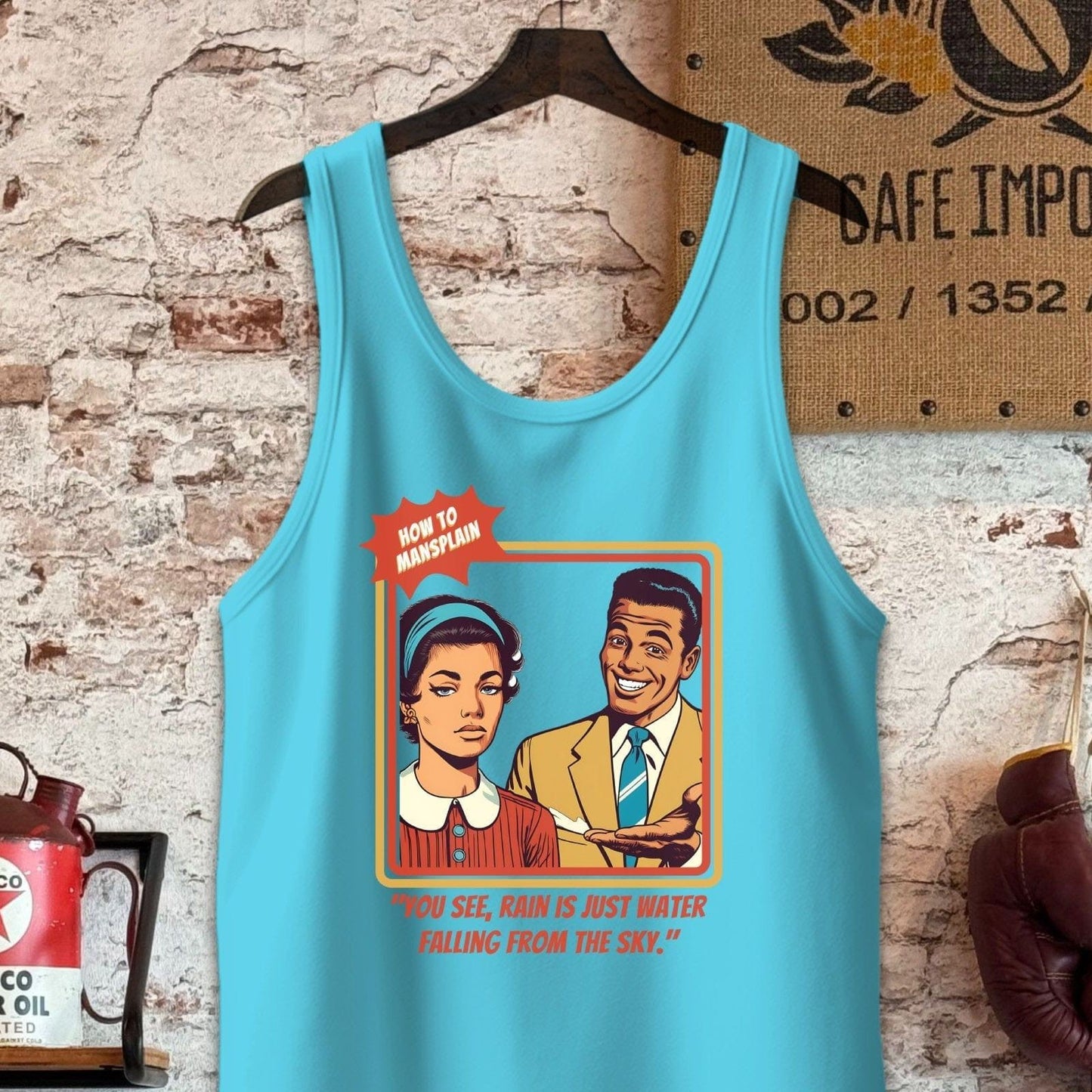 Tank Top / S / Aqua Triblend Rain Is Just Water Falling - How To Mansplain Shirt