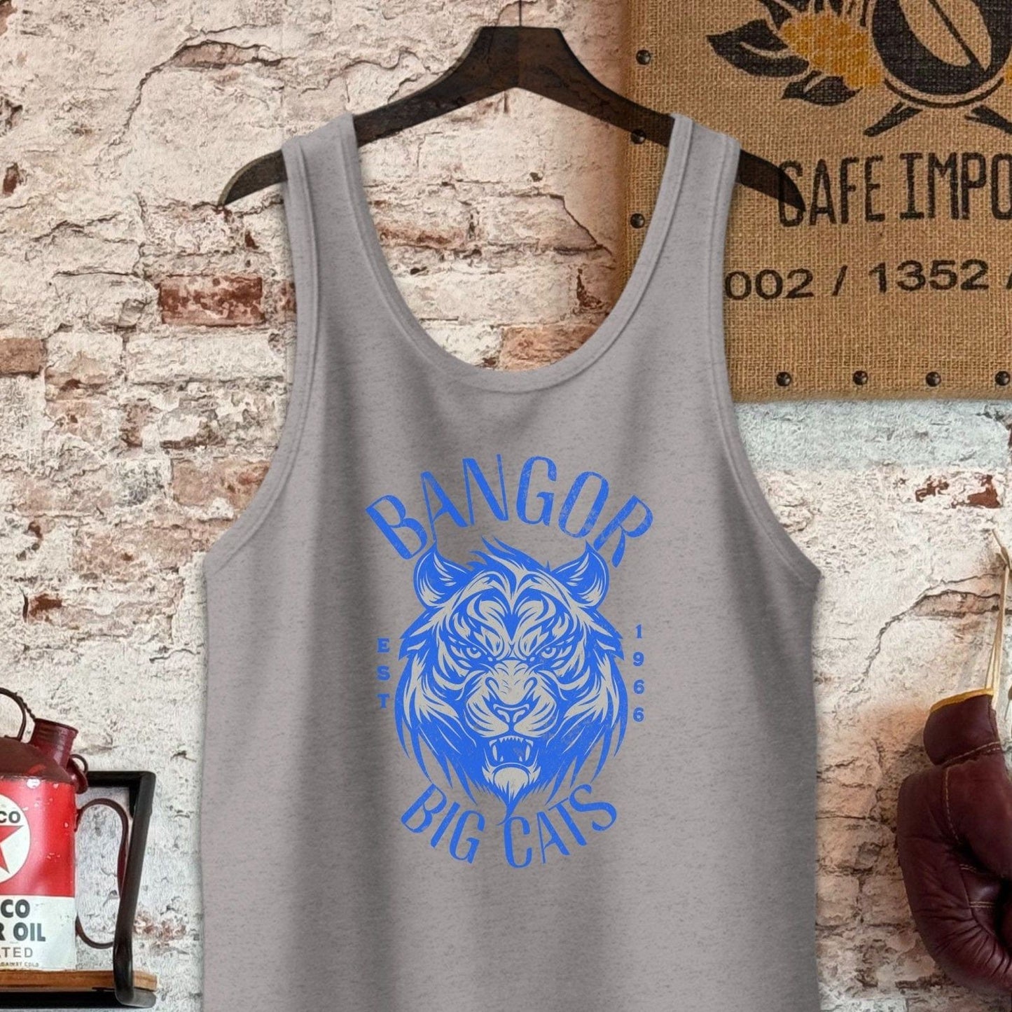 Tank Top / S / Athletic Heather Bangor Big Cats Vintage Style Shirt