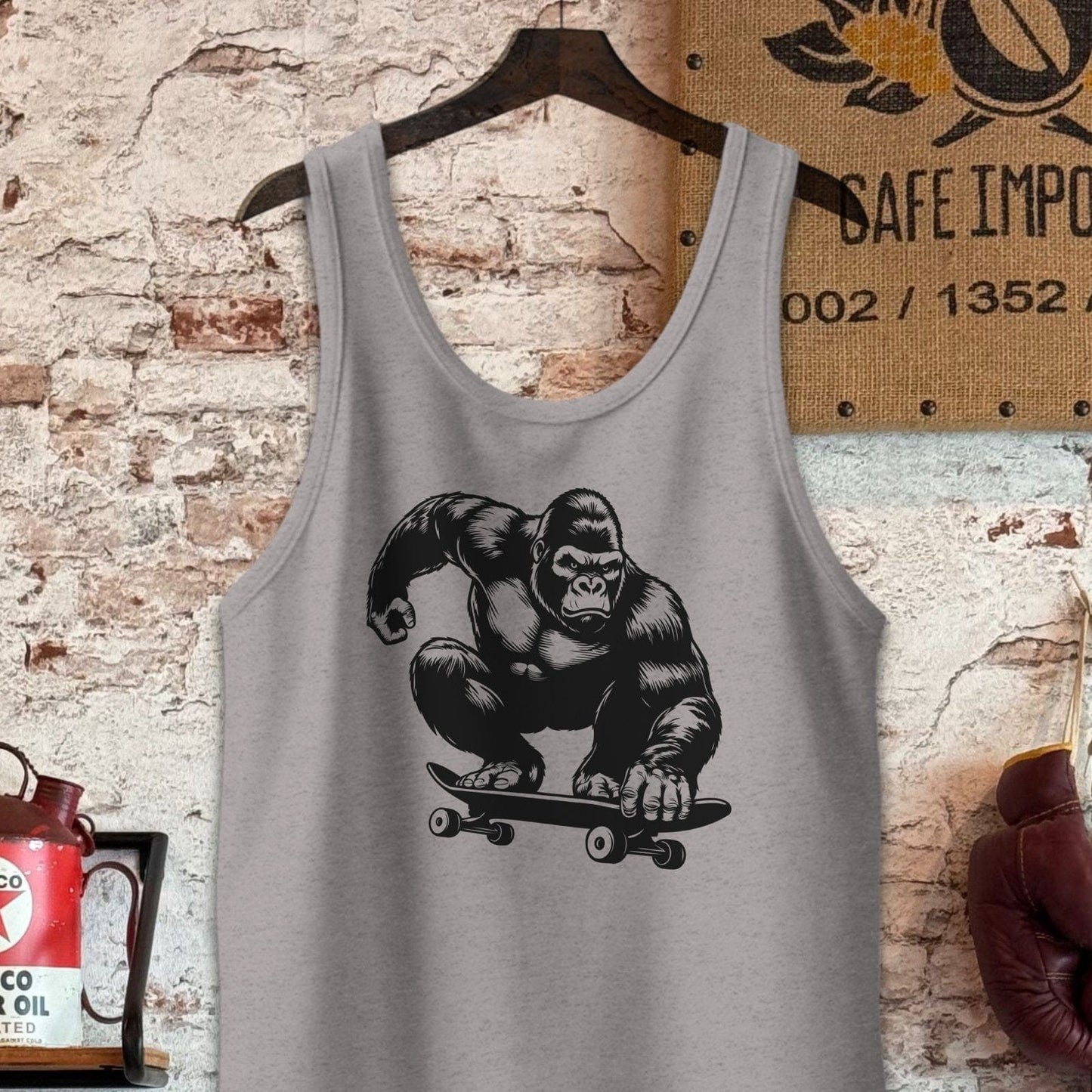 Tank Top / S / Athletic Heather Gorilla Skateboarding Shirt