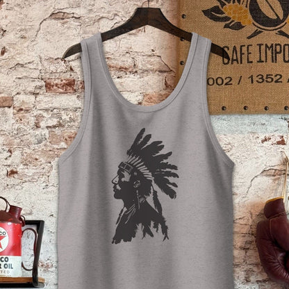 Tank Top / S / Athletic Heather Native American Warrior Headdress Shirt