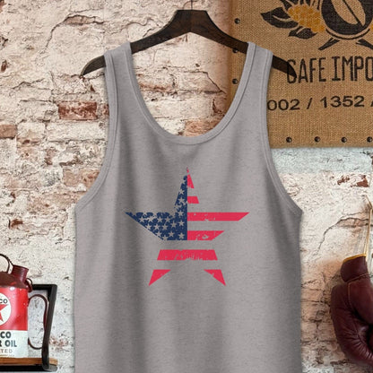 Tank Top / S / Athletic Heather Patriotic American Flag Star Shirt