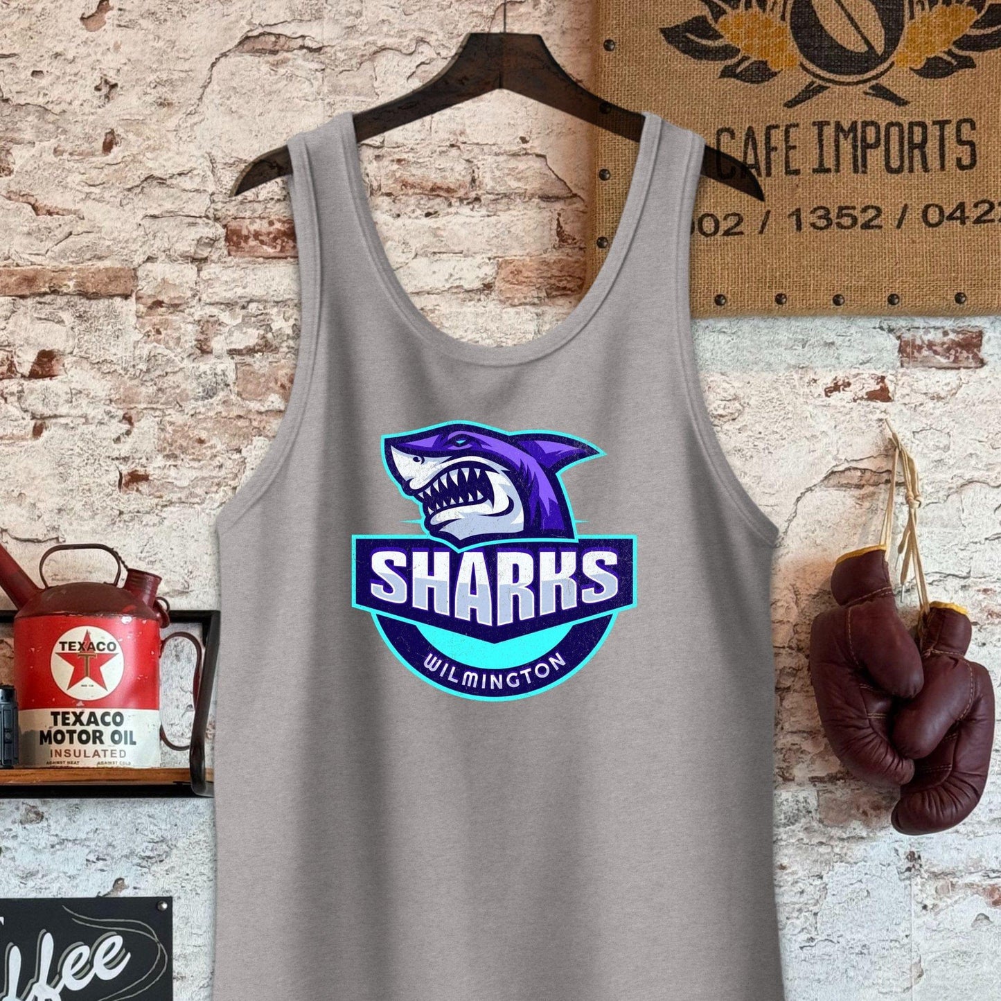 Tank Top / S / Athletic Heather Wilmington Sharks Sports Team Shirt