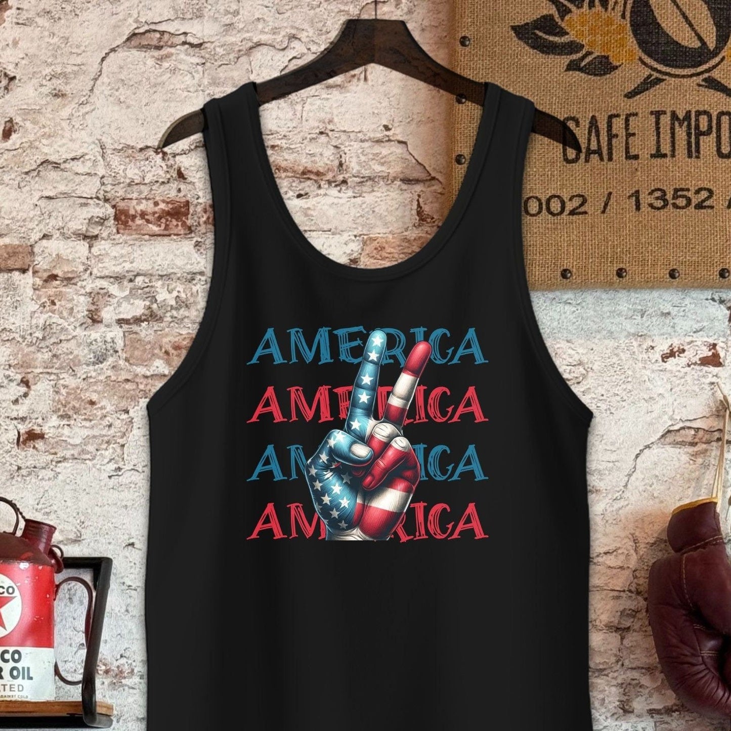 Tank Top / S / Black America Peace Sign Cool Patriotic Shirt