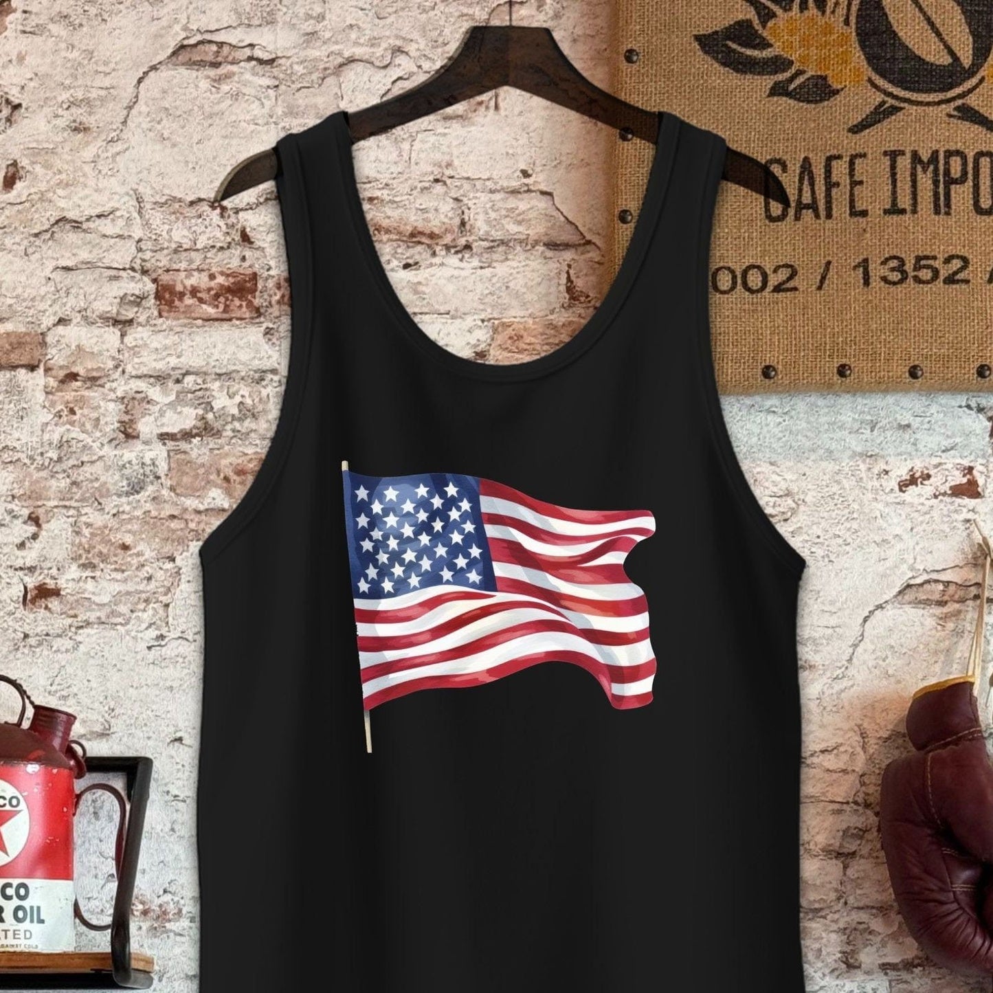 Tank Top / S / Black American Flag Shirt