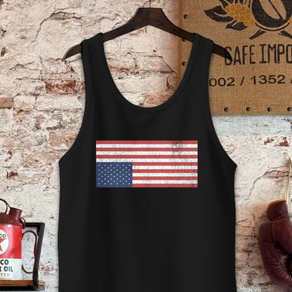 Tank Top / S / Black Distressed Upside Down USA Flag Shirt