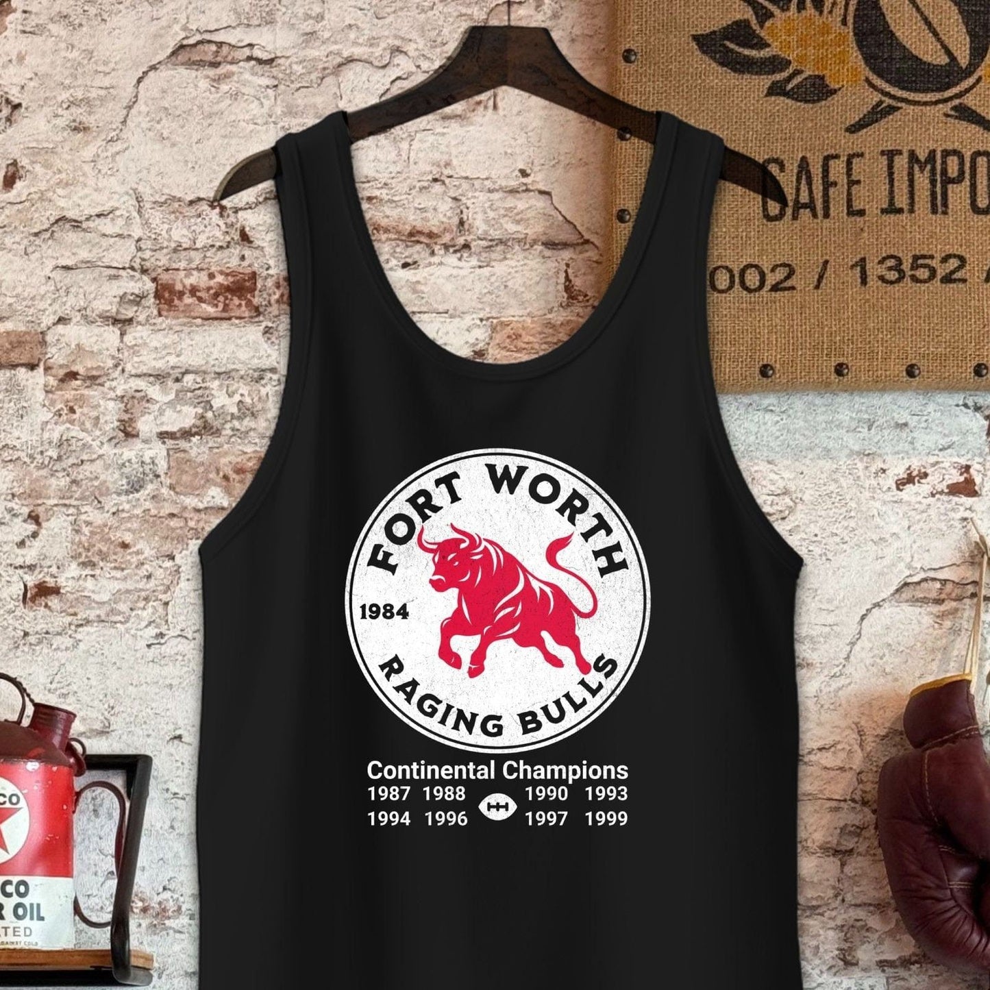 Tank Top / S / Black Fort Worth Raging Bulls Vintage Style Shirt