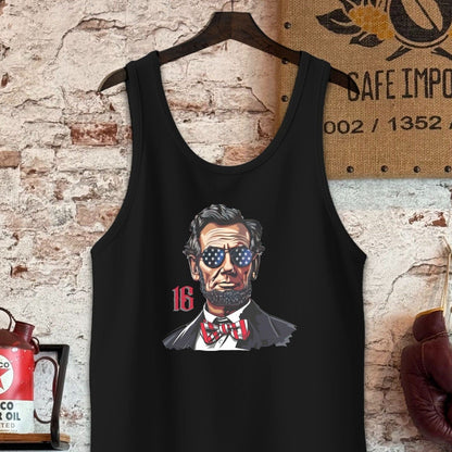 Tank Top / S / Black Patriotic Lincoln with Sunglasses Shirt