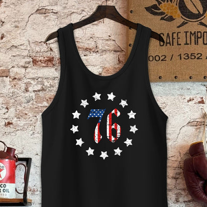 Tank Top / S / Black Retro American Stars and 76 Shirt